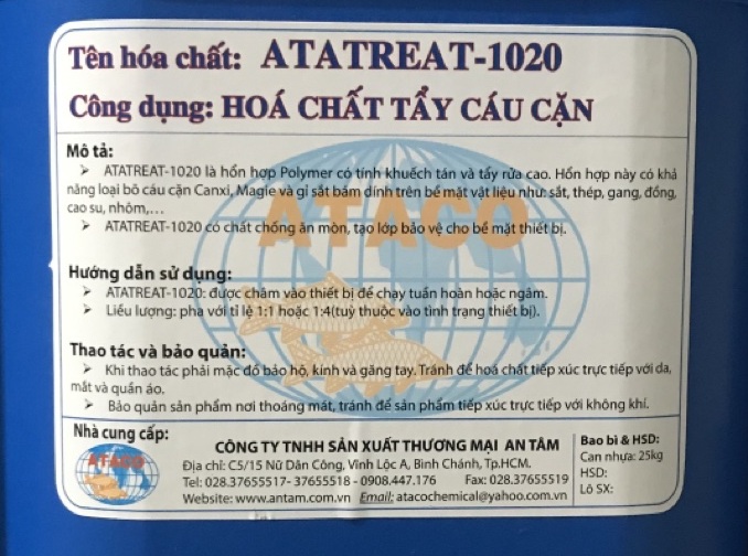 Hoá chất tẩy cáu cặn lò hơi Atatreat 1020